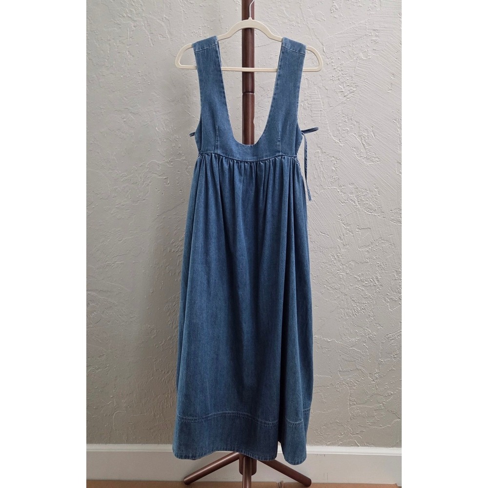 D126. Denim Maxi Dress With Side Ties